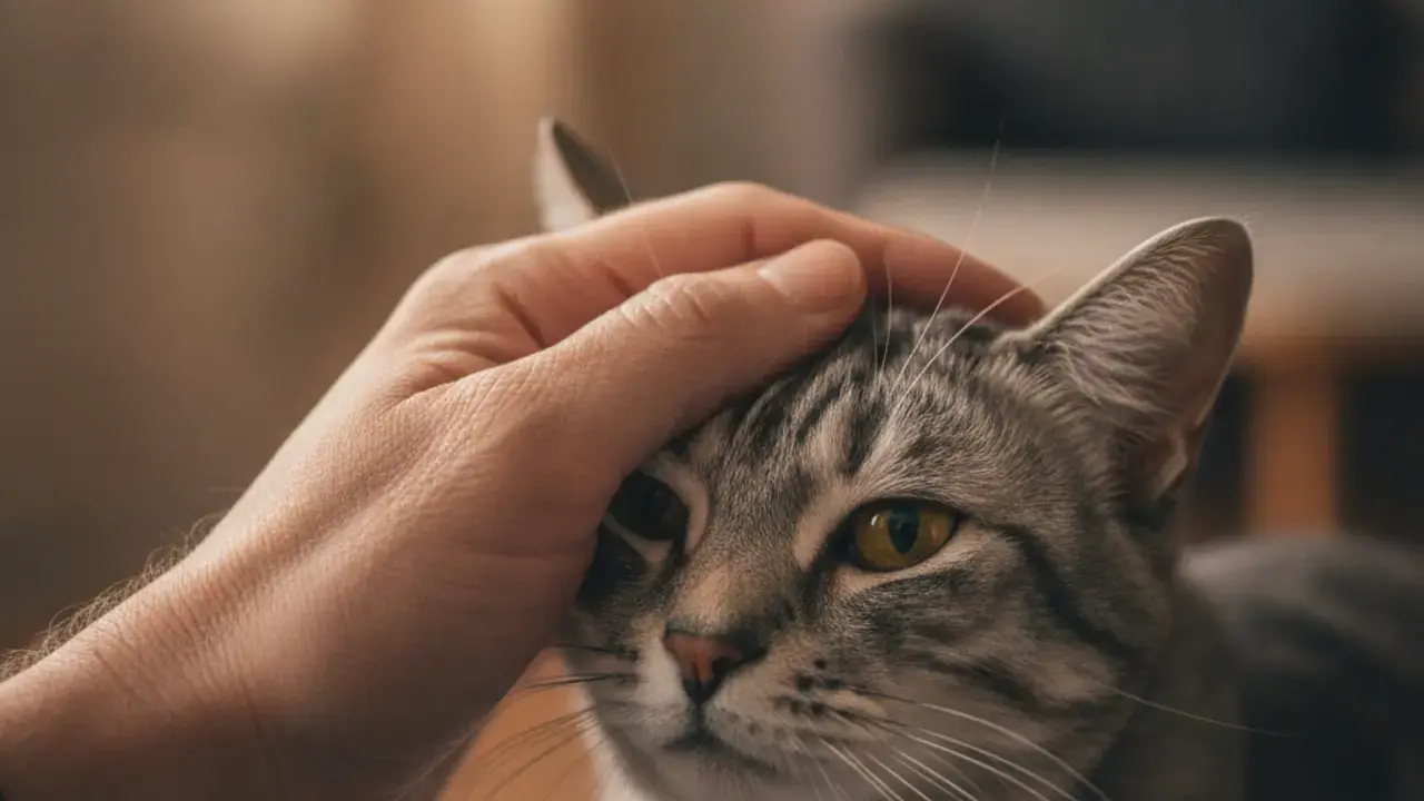 Tutor com um olhar carinhoso e atento para seu cachorro, refletindo a importância da observação diária para identificar sinais de um pet feliz e saudável.